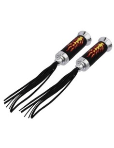 Grips 7/8 long 148mm W/Flames Black/Chrome Streamers.